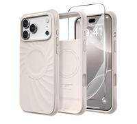 COFFKER Magnetic for 17 Pro Case, [Camera Control Button Coverage] + Screen Protector, Vortuxe Liquid Silicone Shockproof 17 Pro Phone Case 6.3", Stone
