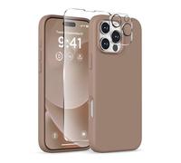 COFFKER Magnetic for iPhone 16 Pro Max Case, Compatible with MagSafe, Liquid Silicone Phone Cover with Screen Protector & Camera Protector, Soft Anti-Scratch Microfiber Lining 6.9", Light Brown