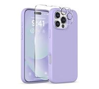 COFFKER Magnetic for iPhone 16 Pro Max Case, Compatible with MagSafe, Liquid Silicone Phone Cover with Screen Protector & Camera Protector, Soft Anti-Scratch Microfiber Lining 6.9", Lilac Purple