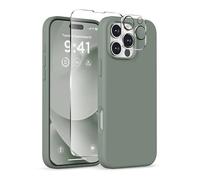 COFFKER Magnetic for iPhone 16 Pro Max Case, Compatible with MagSafe, Liquid Silicone Phone Cover with Screen Protector & Camera Protector, Soft Anti-Scratch Microfiber Lining 6.9", Calke Green