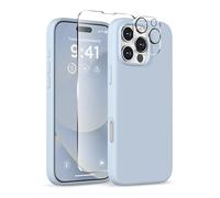 COFFKER Magnetic for iPhone 16 Pro Max Case, Compatible with MagSafe, Liquid Silicone Phone Cover with Screen Protector & Camera Protector, Soft Anti-Scratch Microfiber Lining 6.9", Baby Blue