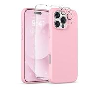 COFFKER Magnetic for iPhone 16 Pro Max Case, Compatible with MagSafe, Liquid Silicone Phone Cover with Screen Protector & Camera Protector, Soft Anti-Scratch Microfiber Lining 6.9", Pink