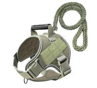 COFFLY Heavy Duty Tactical Dog Harness for Dogs Adjustable Soft Padded Dog Vest with Hand Woven Pope for Working Dog Harnesses Large (Green, L)