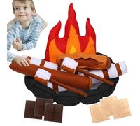 Coffret FEU de Camp simulé pour en feutre 380g Avec bûches Biscuits Chocolats Guimauves Bâtons Pierres et FEU Includes Jeu Créatif Inter Waist Emballage