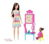 Barbie Teacher Doll with Brunette Fashion Doll, 1 Toddler Doll, & Teaching Accessories