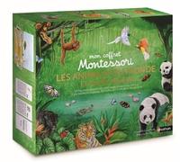 Coffret Montessori: Les animaux du monde et leurs milieux: 36 figurines cartonnées d'animaux, 6 planches milieux, 2 planisfères rugueux, 38 cartes et 1 livret pour les parents