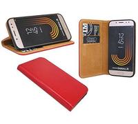 cofi1453 Elegant Real Leather Book Cover Case for the Huawei P Smart in Red Wallet Book-Style Cover