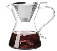 COFISUKI Pour Over Coffee Maker - Elegant Drip Coffee Maker with Reusable Stainless Steel Filter/Dripper, Lead-Free Borosilicate Glass Coffee Carafe for 1-2Cup (400ml/13.5oz)