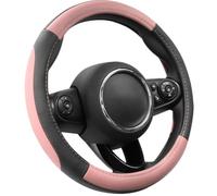 COFIT 15 Inch Microfiber Leather Steering Wheel Cover, Anti-slip Universal Steering Wheel Protector for Car SUV Truck Van Interior Decor Accessories, Size M 37-38cm Pink and Black