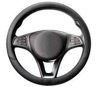 COFIT Breathable Car Steering Wheel Cover Universal Microfiber Leather Protective Wrap Car Interior Decor Accessories Size M 37-38cm Black