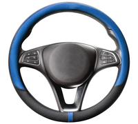 COFIT Breathable Car Steering Wheel Cover Universal Microfiber Leather Protective Wrap Car Interior Decor Accessories Size M 37-38cm Blue and Black