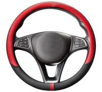 COFIT Breathable Car Steering Wheel Cover Universal Microfiber Leather Protective Wrap Car Interior Decor Accessories Size M 37-38cm Red and Black