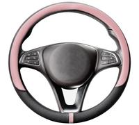 COFIT Breathable Car Steering Wheel Cover Universal Microfiber Leather Protective Wrap Car Interior Decor Accessories Size M 37-38cm Pink and Black