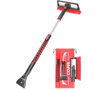 COFIT Car Snow Brush with Ice Scraper and Squeegee 3 in 1, 39" Extendable Cleaning Kit Long Handle, Windshield Snow Removal Tool Scratch Free for SUV Truck RV Window Roof Exterior Wash Supplies, Red