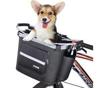 COFIT Detachable Bike Basket Front, Waterproof Dog Bicycle Carrier for Pet Cat, Shopping, Commuter, Camping, Outdoor Storage, Cycling Bag Accessories with Side Pouches, Black