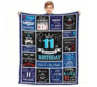 CoFlink 11th Birthday Gifts Blanket for Boys, 60 x 50 Inch 11 Year Old Boy Birthday Gift Ideas Gamer Theme Throw Blanket for 11th Birthday Decorations (Blue-11th)