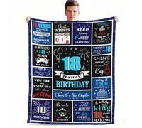 CoFlink 18th Birthday Gifts Blanket for Boys, 60 x 50 Inch 18 Year Old Boy Birthday Gift Ideas Gamer Theme Throw Blanket for 18th Birthday Decorations (Blue-18th)