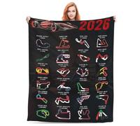 CoFlink 2026 F1 Racing Circuits Fleece Throw Blanket, 50 * 60in, Soft Microfiber, Ultra Cozy Lap F1 Blanket for Sofa, Bed & Travel, Fan Gift (Black Red)