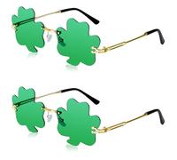 CoFlink 2PCS St. Patrick's Day Eyeglasses Saint Patricks Accessories Green Shamrock Style Irish Glasses Party Favor