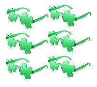 CoFlink 6PCS St. Patrick's Day Eyeglasses Saint Patricks Accessories Green Shamrock Style Irish Plastic Glasses Party Favor