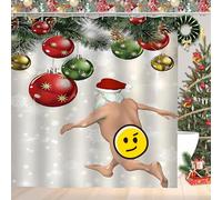 CoFlink 71×71 Inch Merry Christmas Shower Curtain, Waterproof Polyester Fabric Xmas Shower Curtain with 12 Hooks Machine Washable Quick Dry for Bathroom Decor (Brown-Back)