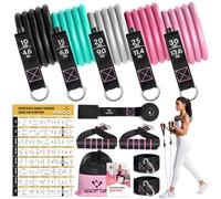 COFOF Resistance Bands Set with Handles, Exercise Bands Stackable up to 150lbs, Gym Bands with Workout Poster & Door Anchor & Ankle Straps for Fitness, Strength, Yoga, Home Gym Equipment for Men Women