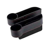 coforder Car Seat Gap Filler Organizer Between Front Seats, Auto Premium PU Leather Console with Cup Holder, Black Car Accessories Pocket for Interior Essentials (for 2 Sides)