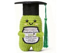 CoFuBcad Graduation Gift Emotional Support Cucumber Graduation Cap Gift, Cute Knitted Crochet Cucumber with Doctoral Hat with Room Decoration University Doctoral Graduation Gifts