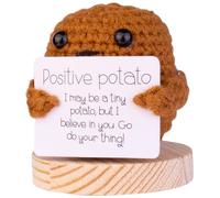 CoFuBcad Handcrafted Emotional Support Potato Gift, Cute Crochet Potato Knitted Doll Decoration with Front Card, Wooden Base for Birthday Gift Home Decoration