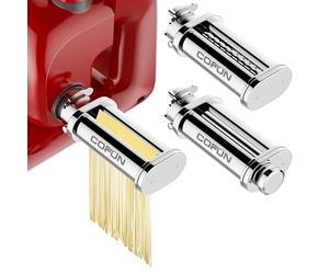 COFUN Stainless Steel Pasta Maker Attachment for Bosch MUM5, Pasta Sheet Roller, Spaghetti & Fettuccine Cutter Pasta Attachment, COFUN Pasta Attachment for Bosch