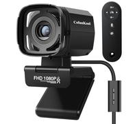 CofunKool Full 1080P HD Auto Tracking Webcam for PC with Microphone and Remote Control, Privacy Shutter, Low Light Correction, 73° View Camera, for Streaming Conference