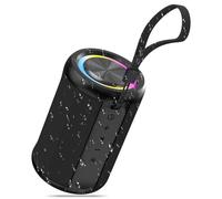 CofunKool Portable Speaker with AUX/TF-Card Input, RGB Ring Light, Wireless Bluetooth 5.4, TWS Stereo Dual Pairing, IPX55 Waterproof, for Home Outdoor Travel Party (Black)