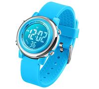 cofuo Kids Digital Sport Waterproof Watch for Girls Boys, Kid Sports Outdoor LED Electrical Watches with Luminous Alarm Stopwatch Child Wristwatch, Blue, Digital