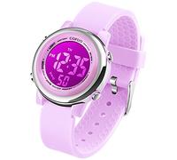 cofuo Kids Digital Sport Waterproof Watch for Girls Boys, Kid Sports Outdoor LED Electrical Watches with Luminous Alarm Stopwatch Child Wristwatch, Light Purple, Digital