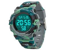 cofuo Kids Digital Sports Watch for Boys Girls Boys Waterproof Casual Electronic Analog Quartz 7 Colorful LED Watches with Alarm Stopwatch Silicone Band Luminous Wristbands, White/Opulent Garden