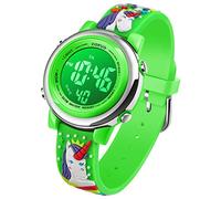 cofuo Kids Digital Sports Watch Waterproof Girls Boys Kids Sports Outdoor LED Electric Watches with Luminous Alarm Stopwatch Kids Wristwatch, Green, Digital