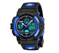 Cofuo Kids Sport Outdoor Watches Digital Unusual Analog Quartz Waterproof PU Resin Band Watch with Chronograph, Alarm, Classic Design Calendar Window for Boys Girls Children - Blue