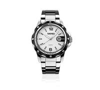 cofuo Mens Stainless Steel Band Analog Quartz Watch Dress Wrist Unique Luxury Business Work Casual Waterproof Watches Classic Calendar Date Window, White, Quartz Watch