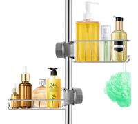CoFvHo Shower Caddy Shelf No Drill 2 Pcs, Stainless Steel Shower Shelves for Riser Rail 18-27mm, Rustproof Storage Rack Hanging Bathroom Organiser for Shampoo Soap, Kitchen Toilet, Silver