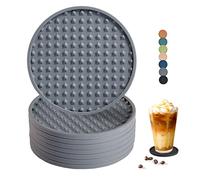 Coga Drink Coasters Set of 8 - Silicone Coasters Tabletop Protection for Any Table Type, Wood, Granite, Stone Tables, Dishwasher Safe, Coasters for Drinks Fits Any Size of Drinking Glasses (Grey)