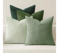 Cogavoo 4 Packs Boho Summer Decorative, Throw Pillow Covers, Soft Plush Striped Corduroy Square Cushion Case for Living Room Couch Bed Sofa, 18x18 Inch (45x45cm)