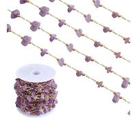 COGCHARGER 1 Strand 1 M Rosary Beaded Chains Amethyst Gemstone Chain Natural Crystal Gems Chain for Women Girl Jewelry Making Crafts
