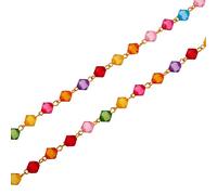 COGCHARGER 1 Strand 16.4 Feet Colorful Acrylic Beaded Chains Handmade Beaded Chain with Brass Findings for Purse Strap Handbag Link Chains Making