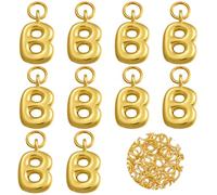 COGCHARGER 10 Pcs Bubble Letter B Charms 18K Gold Filled Charm for Jewellery Making Initial Alphabet Charms for Unisex Bracelet Necklace Accessories