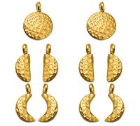 COGCHARGER 10 Pcs Golden Moon Charms for Jewelry Making Flat Round Pendants Stainless Steel Pendants Moon Phase Charms for DIY Bracelet Necklace Earrings Jewelry Accessories