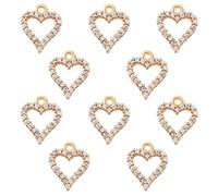 COGCHARGER 10 Pcs Heart Cubic Zirconia Charms Love Heart Charm Pendants Long-Lasting Plated Charm for Jewelry Necklace Bracelet Earring Making Crafts