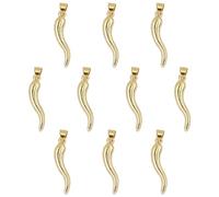 COGCHARGER 10 Pcs per Box 18K Gold Plated Golden Color Chili Pendant charms Cornicelli Luck Tokens Cornicello Luck Pendat Weddings for DIY Necklace Jewerly Making