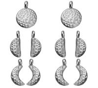COGCHARGER 10 Pcs Silver Moon Charms for Jewellery Making Flat Round Pendants Stainless Steel Pendants Moon Phase Charms for DIY Bracelet Necklace Earrings Jewellery Accessories