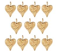 COGCHARGER 10 Pieces Heart Stainless Steel Charm Pendant Real 14K Gold Plated Charm Love Charm for Jewellery Necklace Bracelet Making Crafts