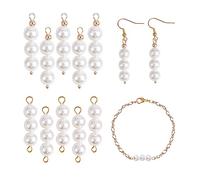 COGCHARGER 10 Pieces Natural Shell Pearl Round Beaded Connector Charms Pearl Beads Charm Pendant with Ball Head Pins for Jewelry Necklace Earring Making Crafts